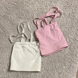 lululemon athletica Pink and White Crop Tops